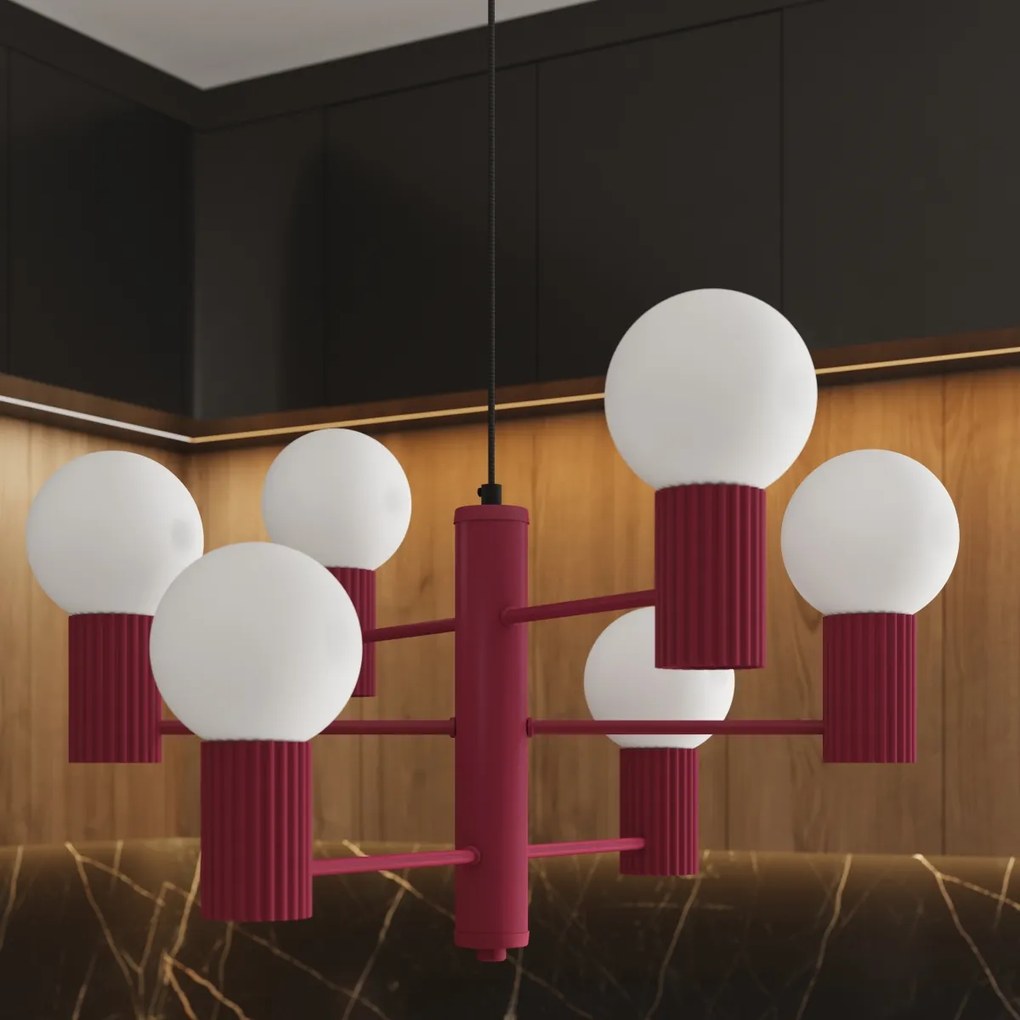 Luster Halo, 6x biele sklenené tienidlo, bo