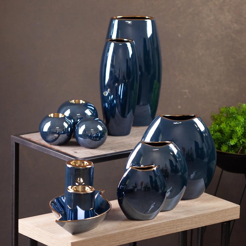 Dekoračná váza AMORA 18 x 9 x 20 cm tmavomodrá