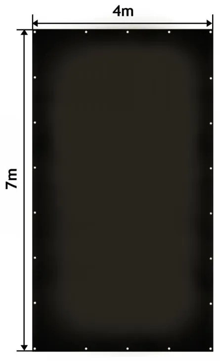 JAGO Plachta 650 g/m², hliníkové oká, čierna, 4 x 7 m