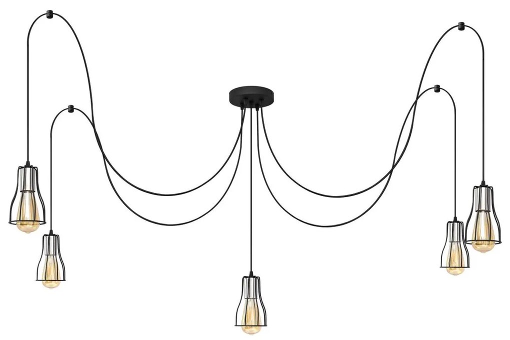 Luster na lanku TUBE LONG 3xE27/15W/230V čierna/chróm