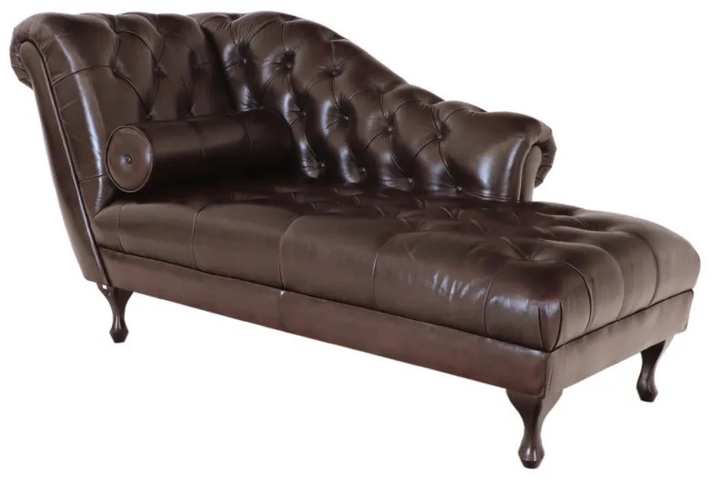 Leňoška Chesterfield Delano z pravej hovädzej kože Brown Brown