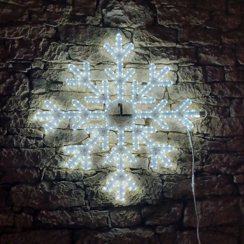 DECOLED LED svetelná snehová vločka X, závesná 3D tlač, priemer 102 cm, ľadovo biela