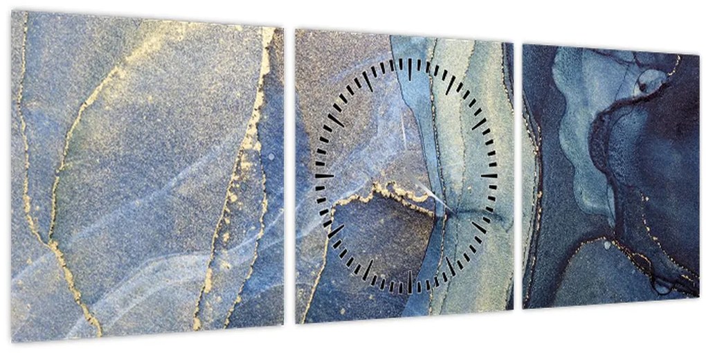 Obraz - Abstrakcia alkoholovým atramentom (s hodinami) (90x30 cm)