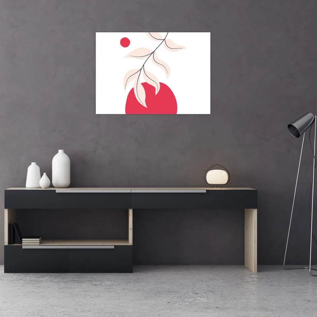 Sklenený obraz - Ružová florálna abstrakcia N⁰2 (70x50 cm)