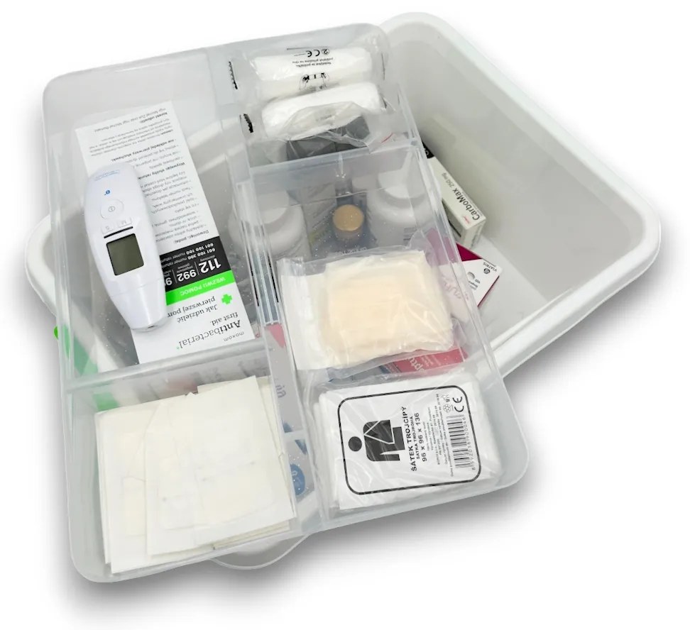 ALTOM Lekárnička, úložný box na lieky s vnoreným organizérom, 2v1, s rukoväťou, antibakteriálna, 12,5 l
