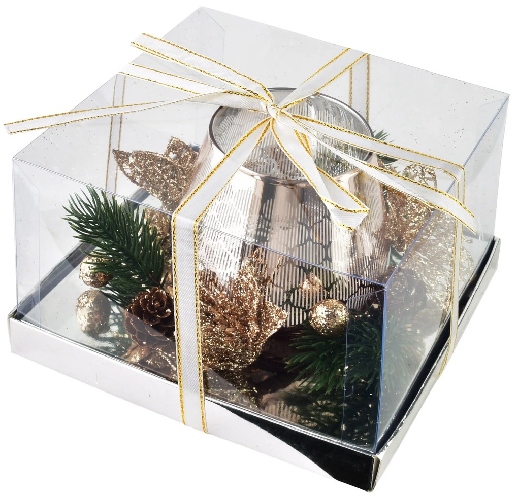 Vánoční svícen Santa Lila champagne