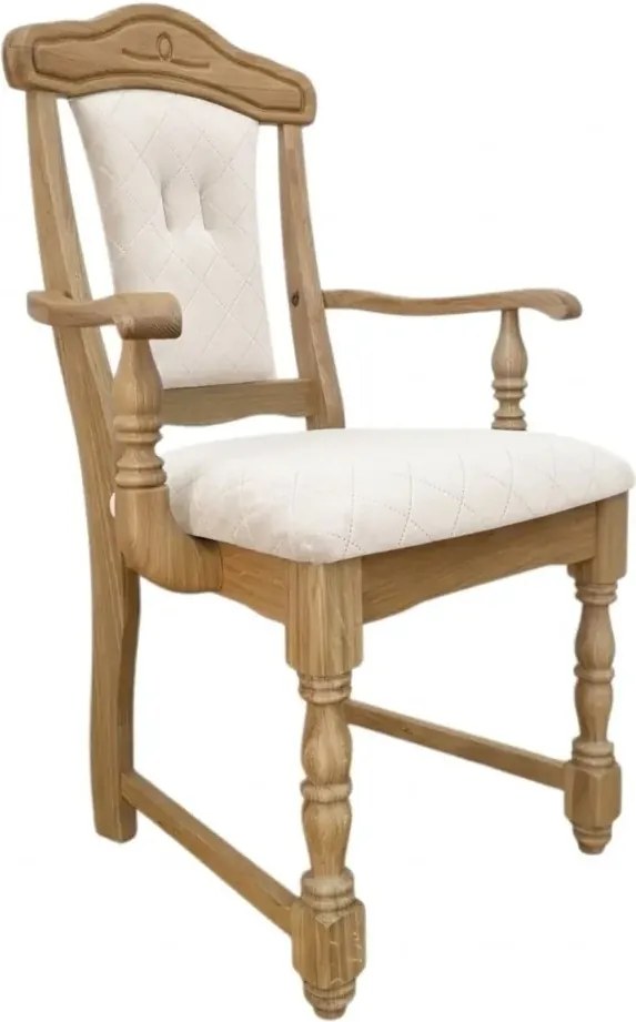 Klasická dubová - čalúnená stolička s podrúčkami FA, 65x53x99 cm Caro16