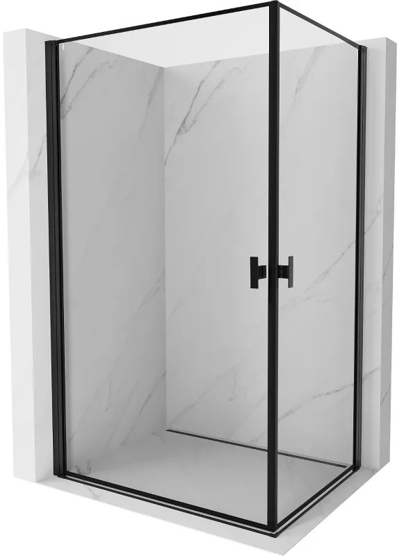 Mexen Mist-B Duo, 2-krídlový výklopný sprchový kút 80 x 90 cm, číre sklo-čierny rám, 8A2-080L-090P-70-70