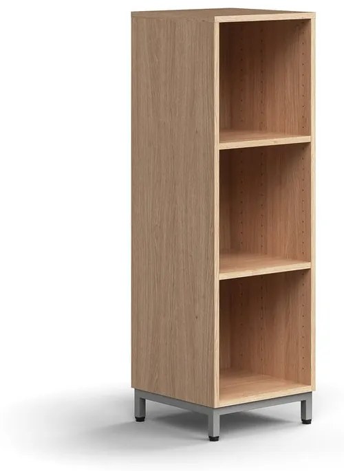 Knižnica QBUS, 2 police, na nožičkách, 1252x400x400 mm, strieborná, dub