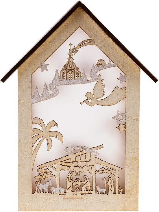 Drevený svietiaci domček