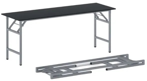 Konferenčný stôl FAST READY so striebornosivou podnožou 1700 x 500 x 750 mm, grafit