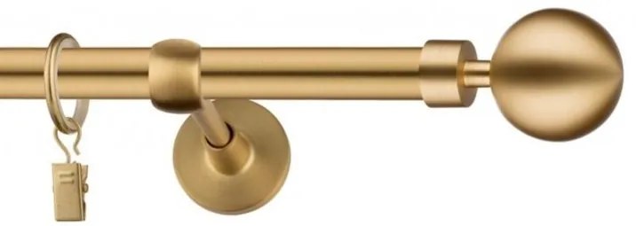 Dekorstudio Garniža jednoradová Guľa MODERN zlatá 19mm Dĺžka: 140cm, Typ uchytenia: Držiak modern, Typ príslušenstva: Krúžky tiché so štipcami