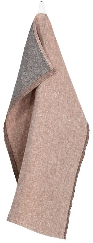 Ľanová utierka Duo 48x70, škoricovo-hnedá