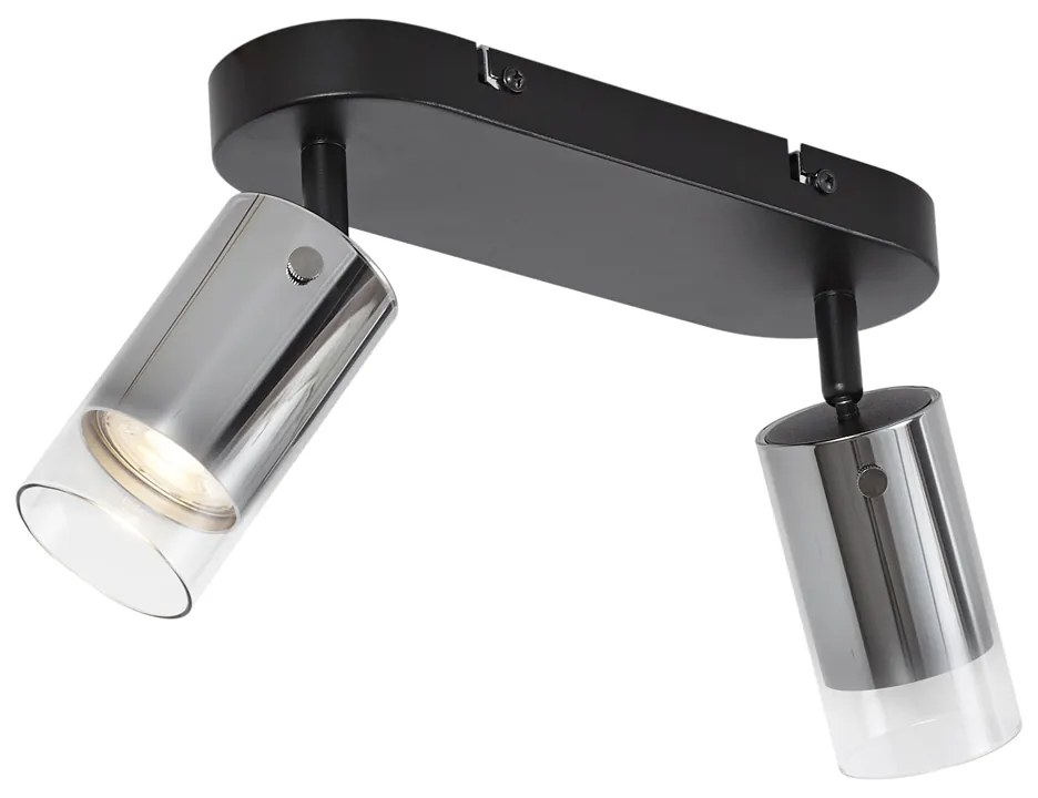 Moderné stropné bodové svietidlo Gunmetal 2-svetlá otočné a nastaviteľné - Drain