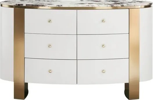 Komoda Stilig ST920 140 cm biela/zlatá/mramor