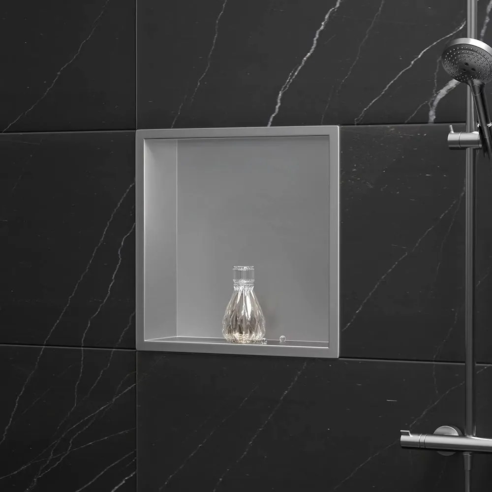 Rea Rea, kúpeľňová polica na zapustenie 30x30 cm, brúsená oceľ, REA-05600