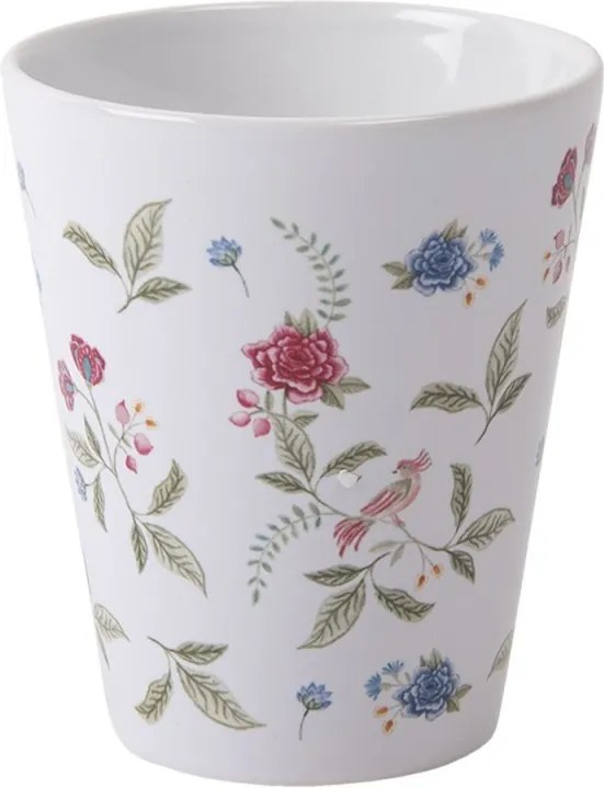Biely hrnček s potlačou kvetín - Ø 9 * 10 cm / 300 ml