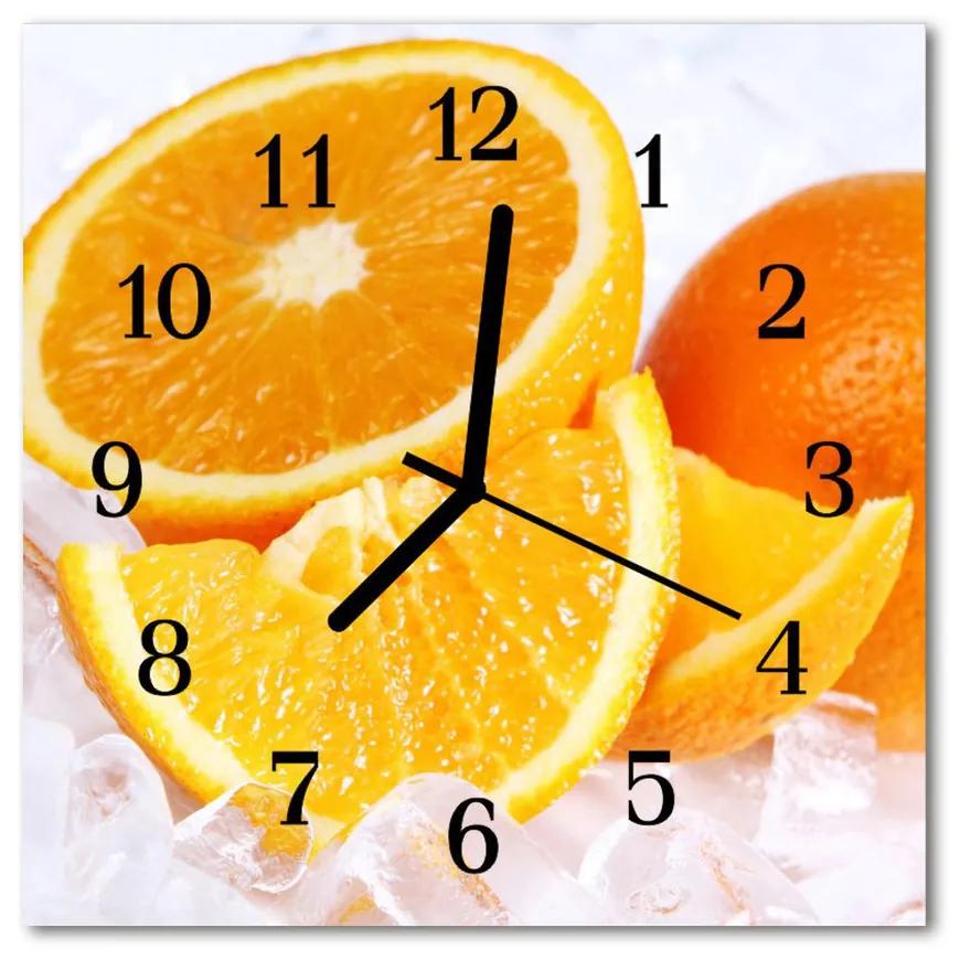 Nástenné sklenené hodiny Pomaranče 30x30 cm