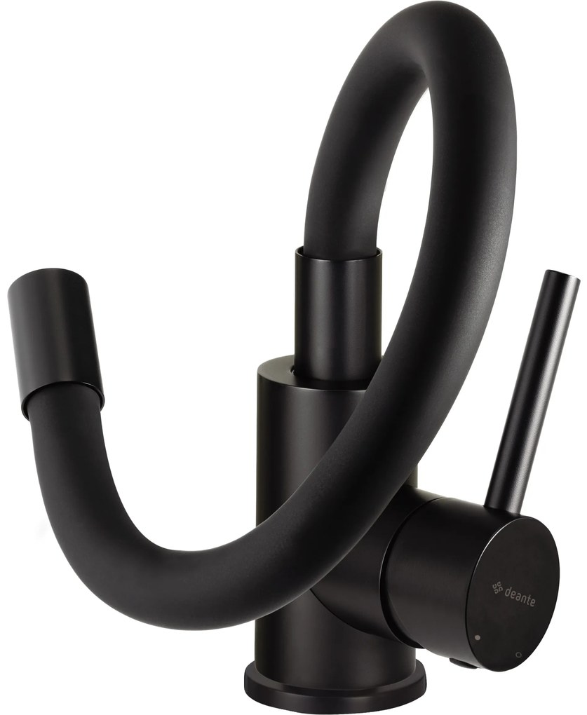 Deante Corio, 1-komorový granitový drez 670x440x175mm + flexibilná drezová batéria, čierna matná, DEA-ZRCPG113