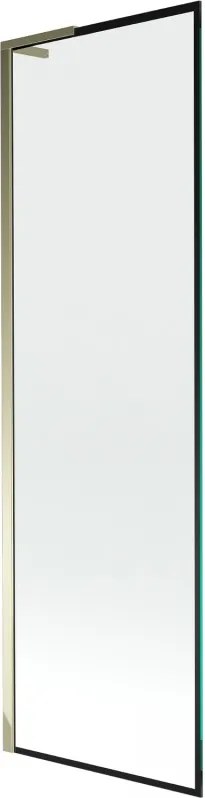Mexen Next L, 1-krídlová vaňová zástena 60 x 150 cm, 6mm číre sklo-čierny vzor, zlatý lesklý profil, 895-060-000-03-70-50