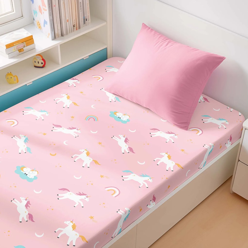 Goldea detská bavlnená napínacia plachta - veselí jednorožci 120 x 200 cm