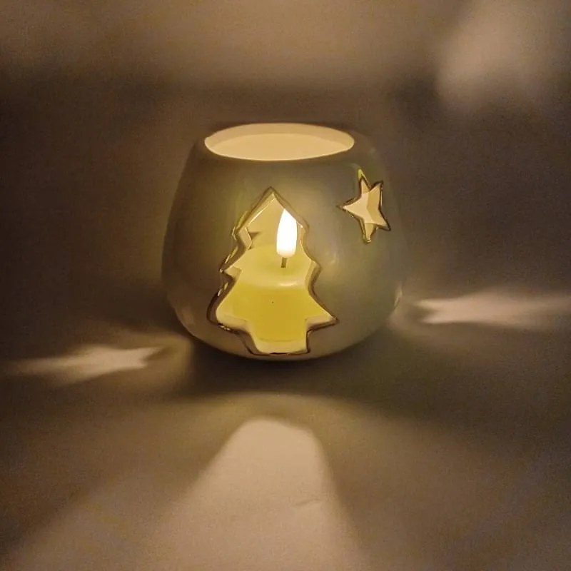 DECOLED Svícen, 9,4 x 9,4 x 7,7 cm, bílá