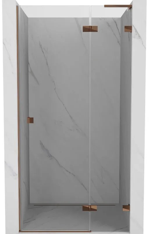 Mexen Lunar L, výklopné pravé sprchové dvere 70 cm, 8mm číre sklo, ružové zlato profil, 834L-070-000-60-00-P