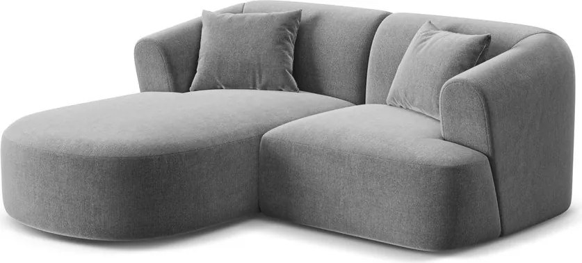 Svetlosivá zamatová rohová pohovka (ľavý roh/s leňoškou) Campi – Cosmopolitan Design