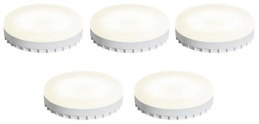 Sada 5 GX53 stmievateľných LED žiaroviek s teplým svetlom 7W 750 lm 2700K-4000K