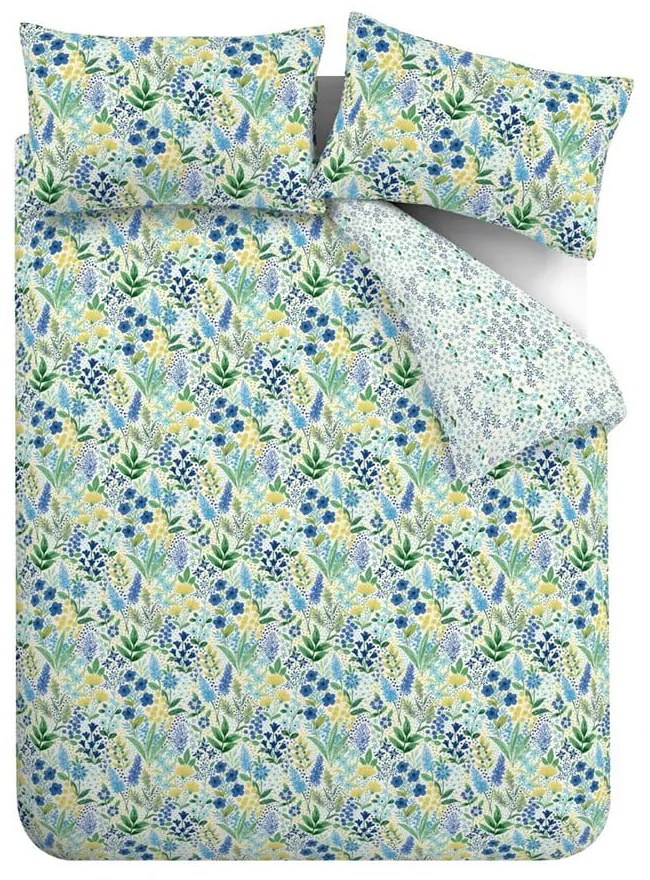 Zeleno-modré predĺžené obliečky na dvojlôžko 230x220 cm Tilly Floral – Catherine Lansfield