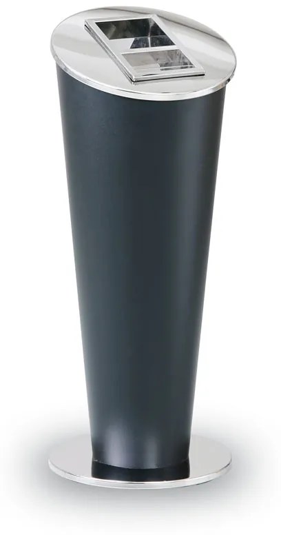 Odpadkový kôš s popolníkom, 720 x 290 x 290 mm, čierna / nerez
