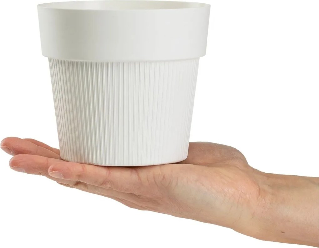 PLASTOVÝ KVETINÁČ SILVA LINE 13X11,5 CM KRÉMOVÁ