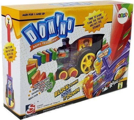 LEAN Toys LED lokomotíva Stohovanie Domino Vlak Puzzle Batérie Puzzle
