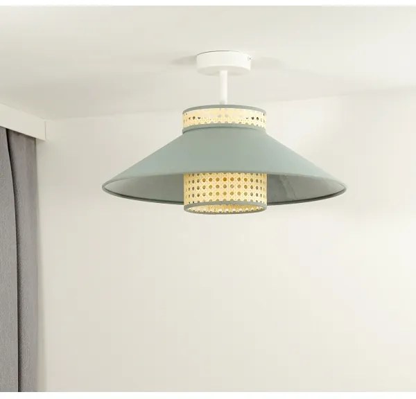 Duolla - Prisadený luster RIO RATTAN 1xE27/15W/230V pr. 45 cm zelená/ratan