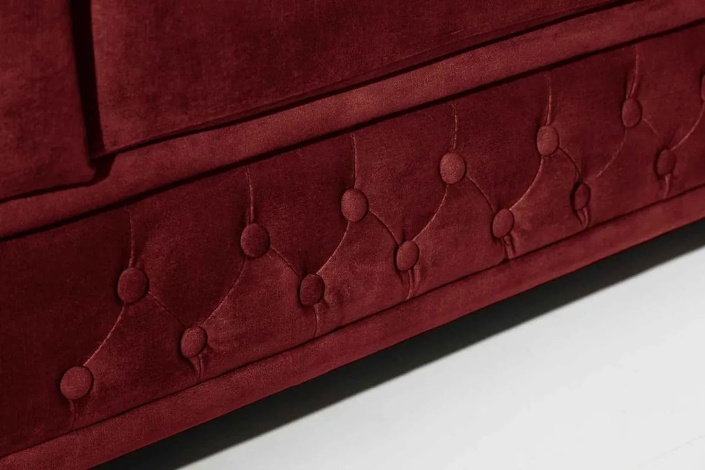 Dizajnová trojsedačka Chesterfield 205 cm červený zamat