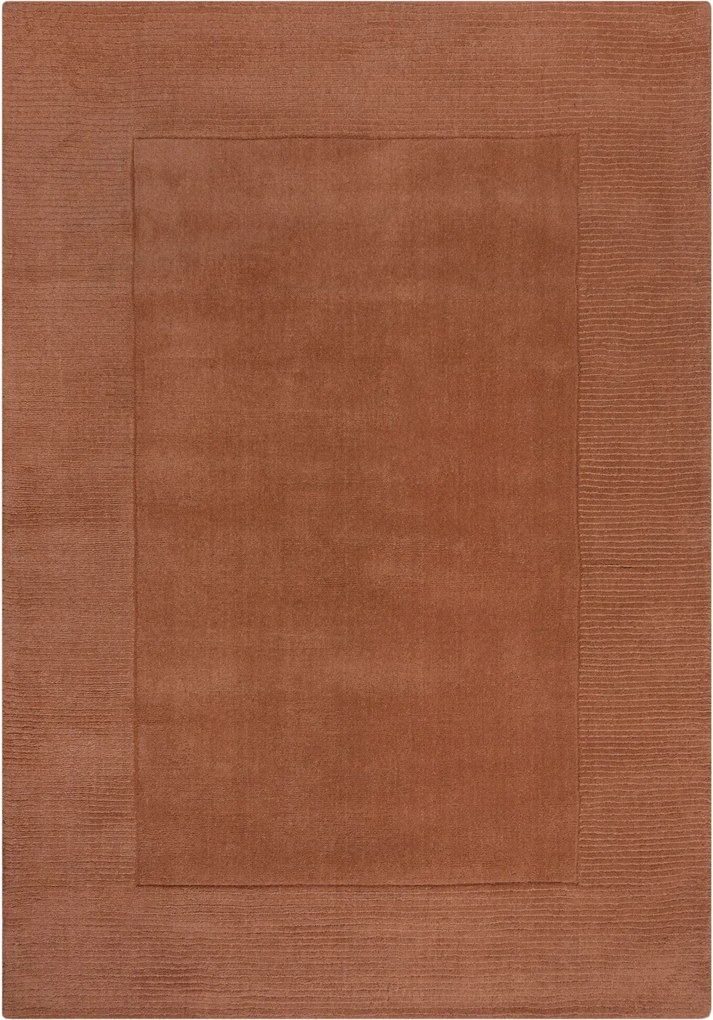 DOPREDAJ: 120x170 cm Kusový ručně tkaný koberec Tuscany Textured Wool Border Orange, 120x170, oranžová, obývacia izba, Flair Rugs