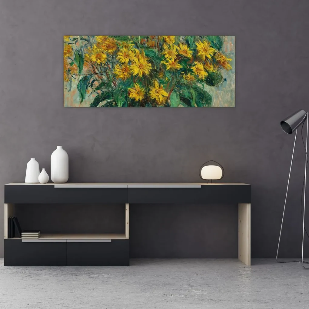 Obraz - Claude Monet, Jerusalem Artichoke Flowers, reprodukcia (120x50 cm)