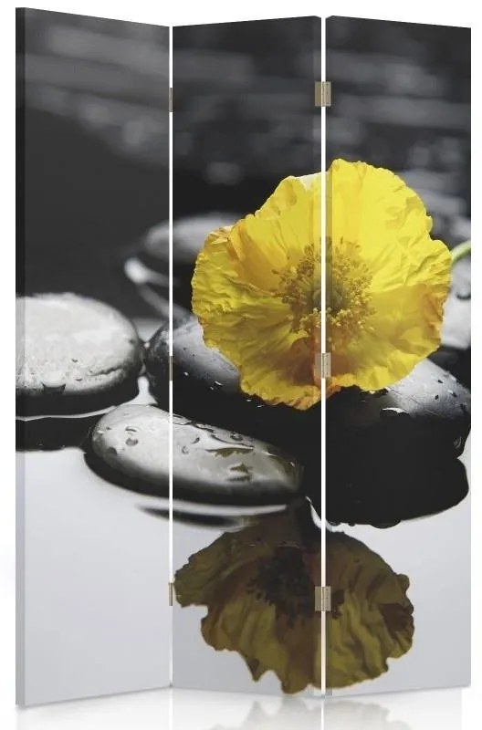 Gario Paraván Zen so žltým kvetom Rozmery: 110 x 170 cm, Prevedenie: Klasický paraván