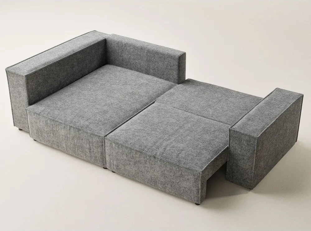 Sivá ženilková rozkladacia/s úložným priestorom rohová pohovka (ľavý roh/do L) Tonga – Maison de Rêve