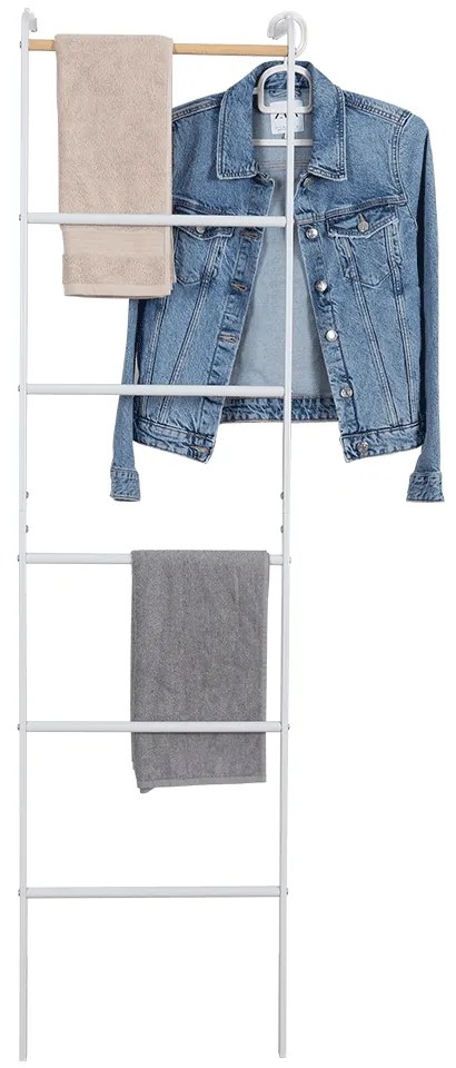Rebríkový sušiak na prádlo Buny - biela / buk