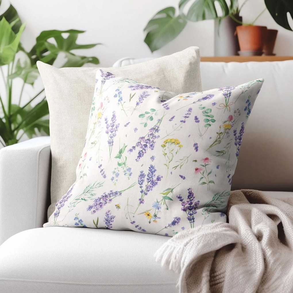 Goldea dekoračná obliečka na vankúš valencia - levanduľová záhrada 45 x 45 cm