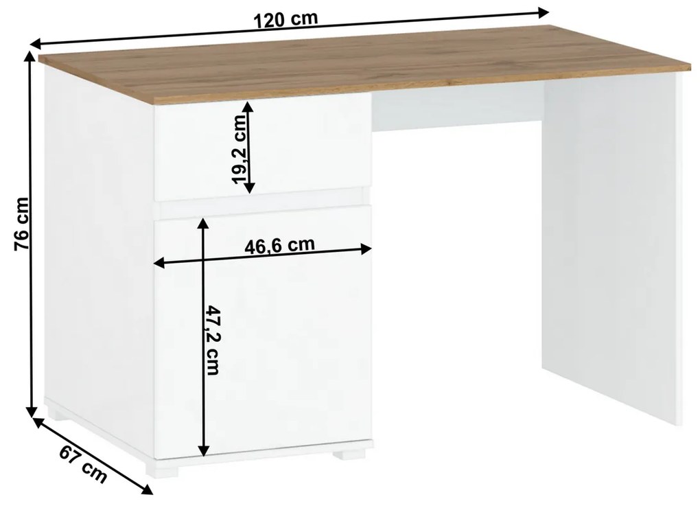 Stôl VILGO 1D1S120, lesklá biela