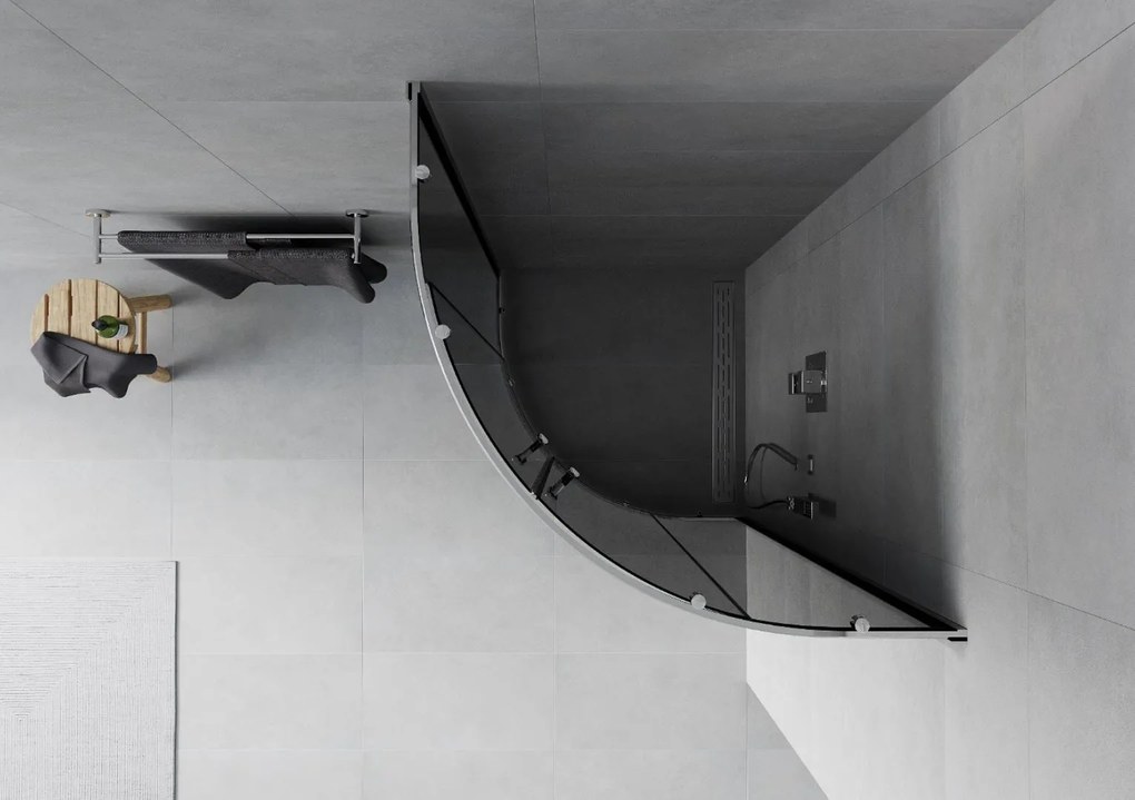 Sprchovací kút maxmax MEXEN RIO grafit - štvrťkruh 90x90 cm, 863-090-090-01-40