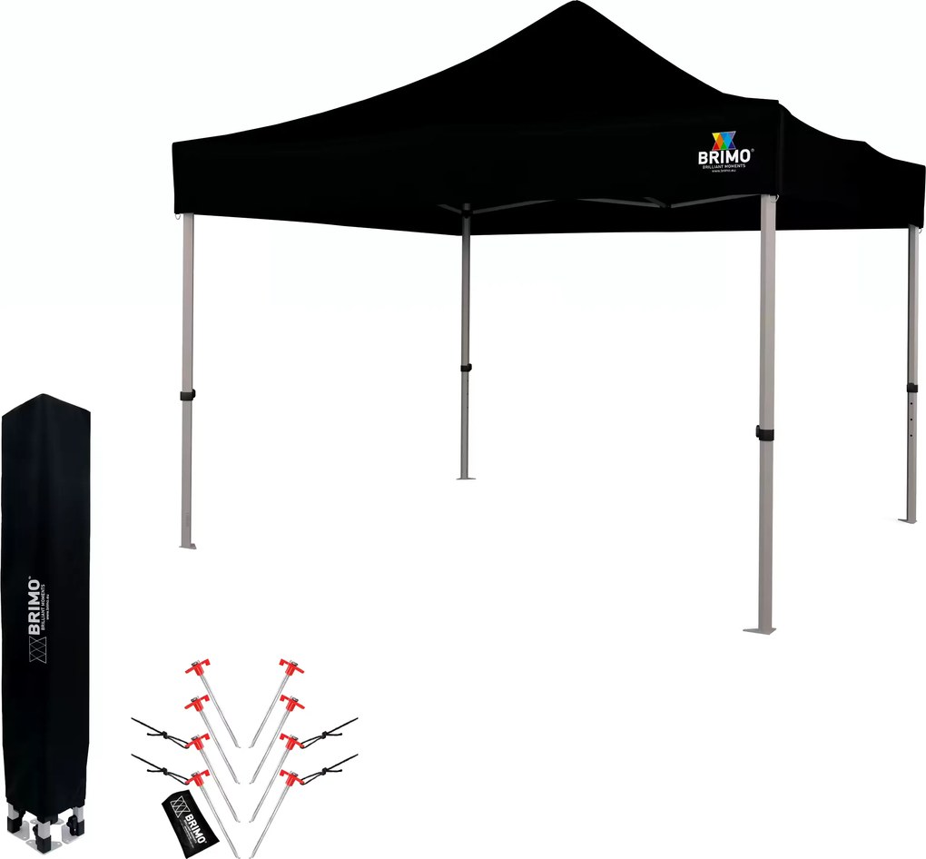 BRIMO Záhradný Altánok Skladací 3x3 m | Prémiová UV/PVC Ochrana | Pevná Konštrukcia BRIMO | Rýchle Skladanie Bez Náradia - bez stien - Čierna 35