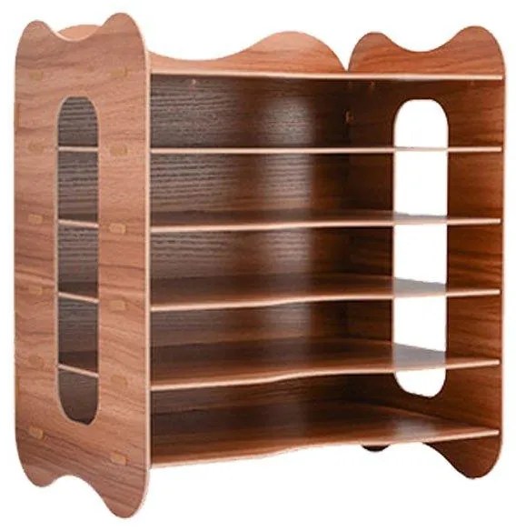 DIY kancelársky zásobník na dokumenty, organizér na dokumenty 6 priehradiek tmavé drevo 2361