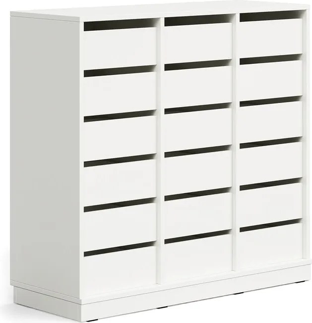 Úložná skrinka CASPER, 18 zásuviek, so soklom, biela