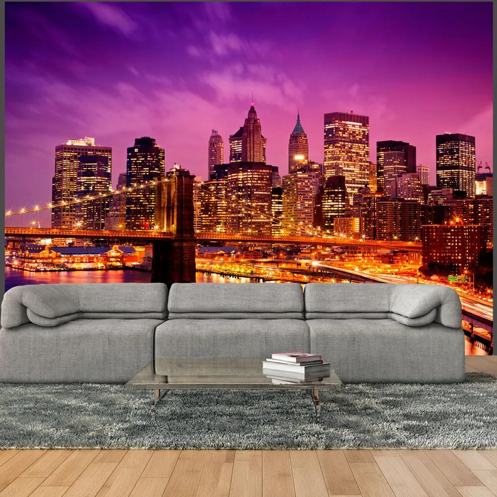 Artgeist Fototapeta - Manhattan and Brooklyn Bridge by night Veľkosť: 200x154, Verzia: Premium