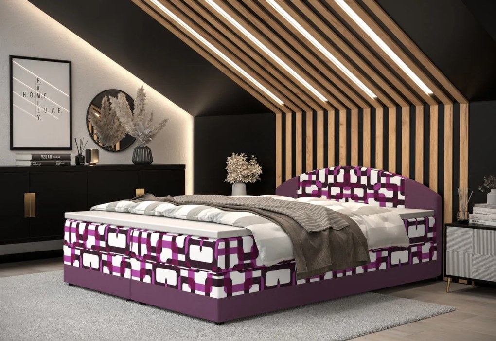 Čalouněná postel boxspring ORAN - damir 3/rainbow 83 / 180x200
