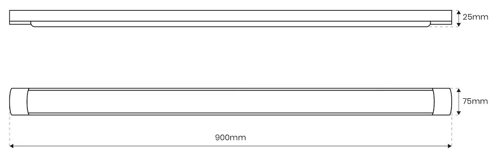 LED svietidlo Batten, 1x LED 27w, 4000k, b, (90 cm)