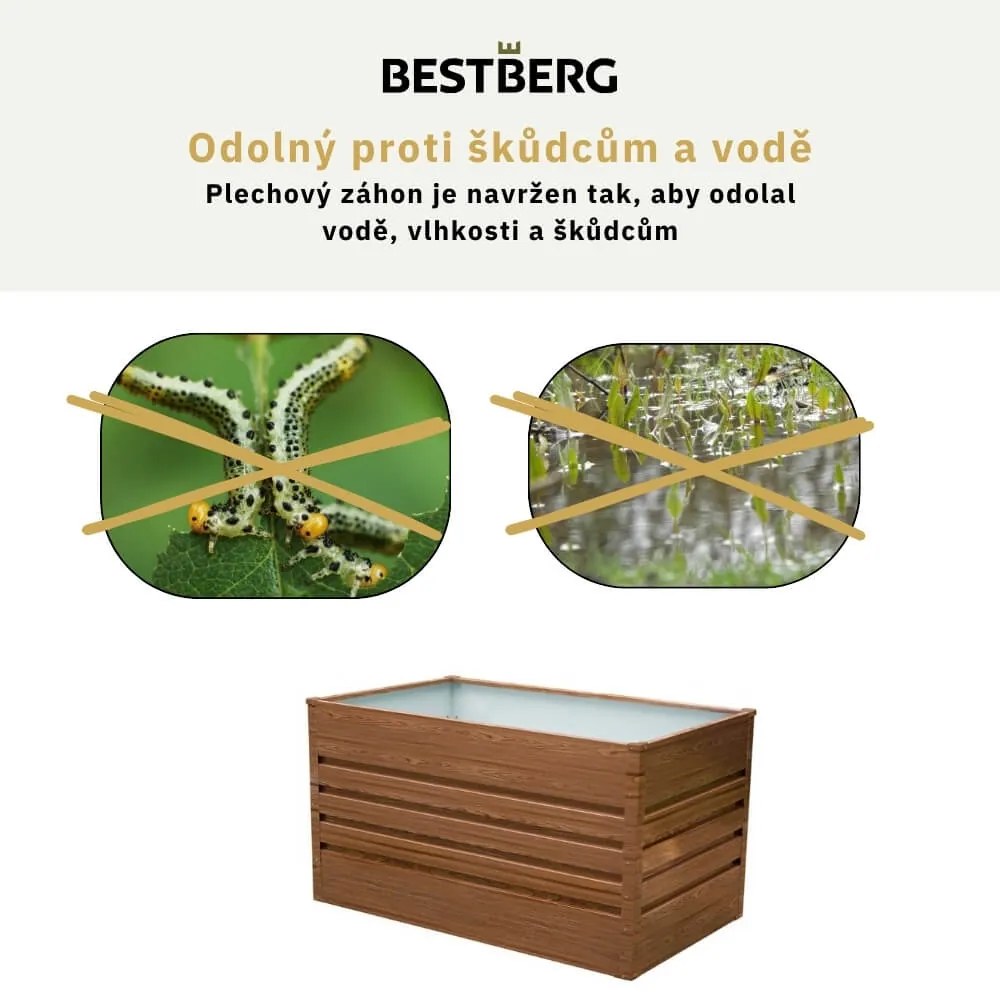 Vyvýšený záhradný záhon BestBerg VZ-735D / 735 l / 150 x 70 x 70 cm / červené drevo